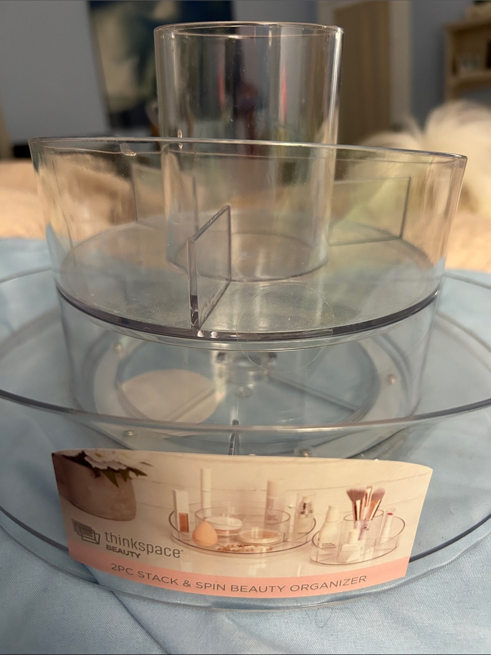 Thinkspace Beauty 2pc Stack & Spin Clear Cosmetic Organizer - Transparent